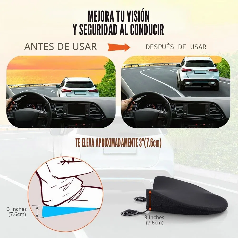 Ainiv Cojin Asiento Coche, Almohadilla de Espuma Viscoelástica, Cojín de Asiento Elevador Transpirable Accesorios para Viajes Largos
