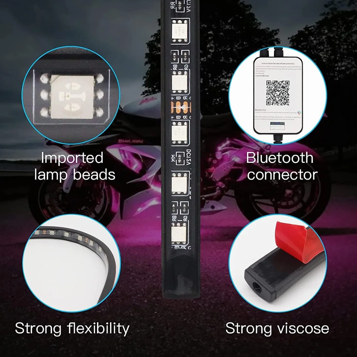 YUGUANG Kit de 4 Luces Underglow para Coche, Control por APP Multicolor Kit de Luces Underglow Sincronización Musical Tiras de Luz RGB Underbody Impermeables para Coches Camiones SUVs.