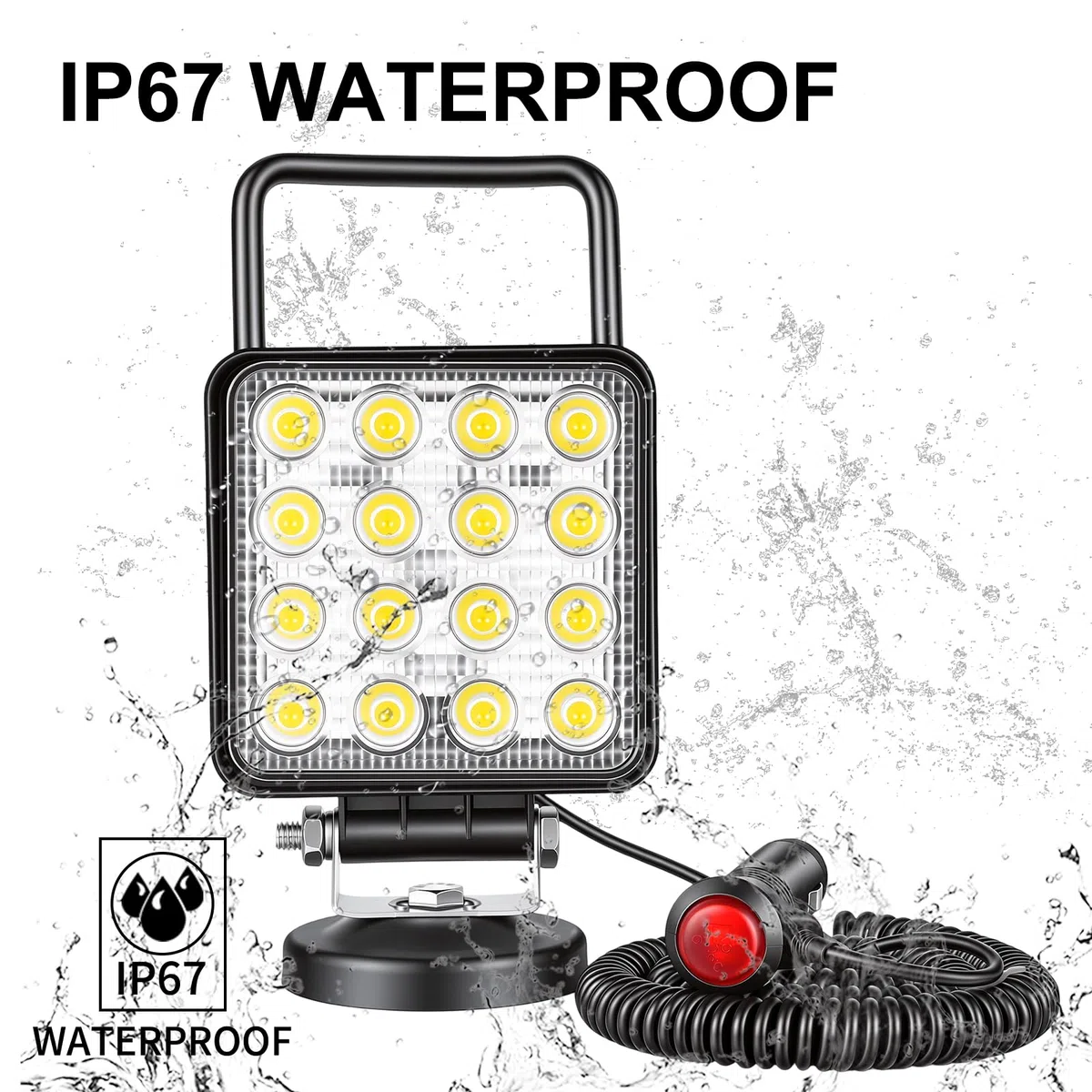 Focos Led Willpower 4 Pulgadas 10cm 48W Portátil Faros Led con Imán 12V 24V Luz de Inundación Trabajo LED IP67 Impermeable Antiniebla para Tractor 4x4 Coche Camión Barco Off Road ATV UTV SUV