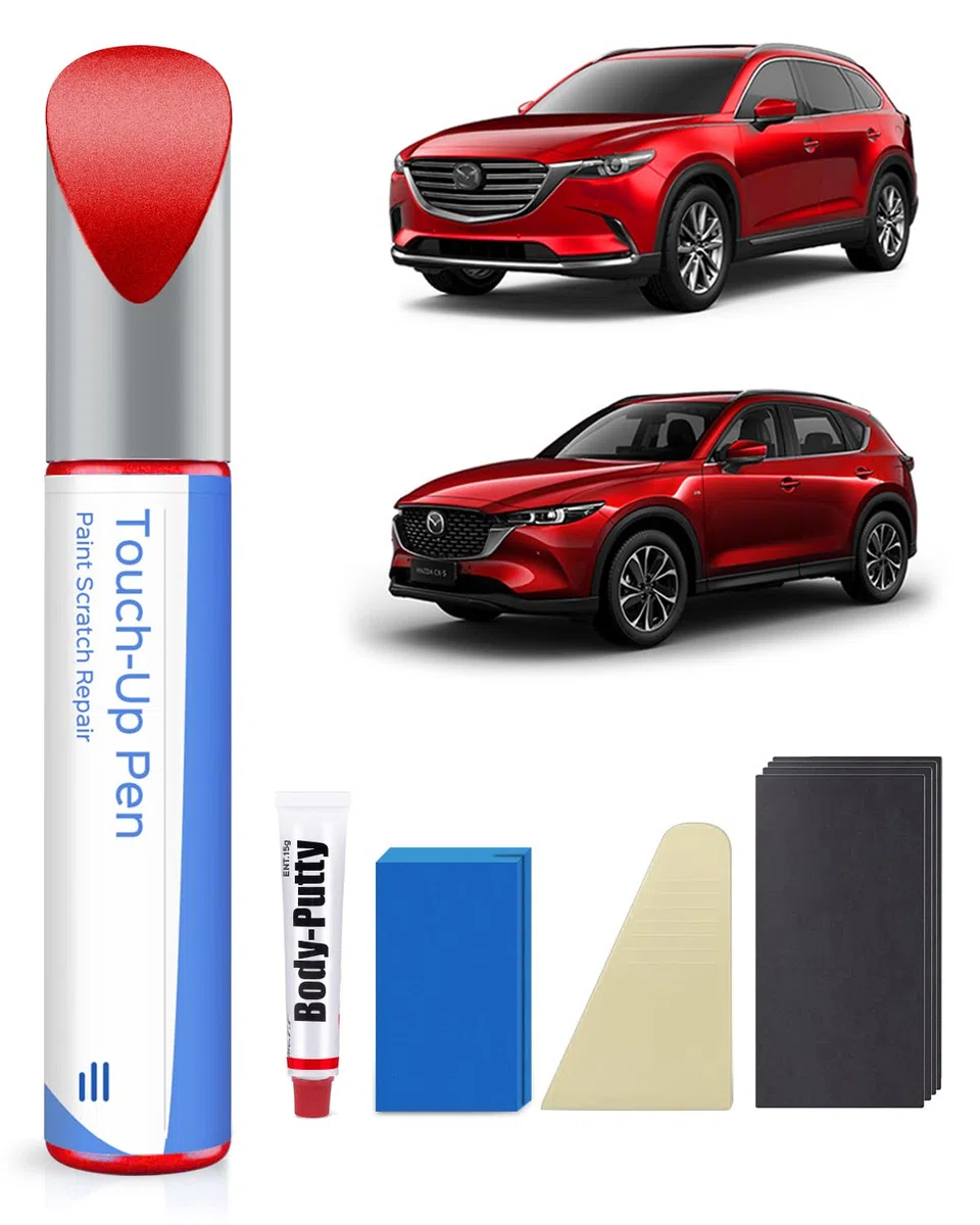 Kit de rotulador de pintura 46V Soul Red Crystal Metallic Tricoat para Mazda – Coincidencia exacta para desconchones y arañazos