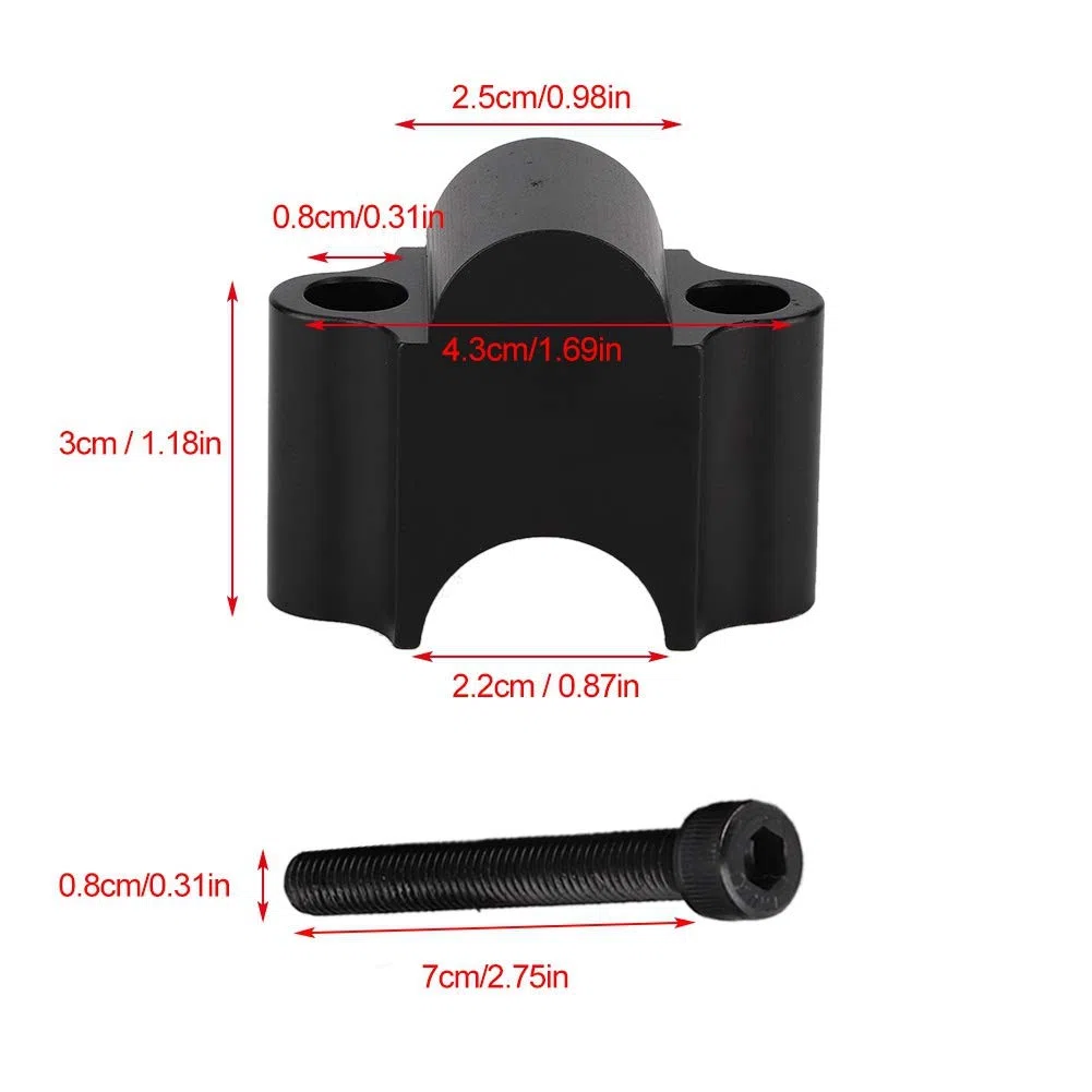 Elevador De Manillar, Elevador De Manillar De Aleación De Aluminio Universal Abrazadera Elevadora De Manillar De Motocicleta De 7/8 '' 22 Mm(negro)