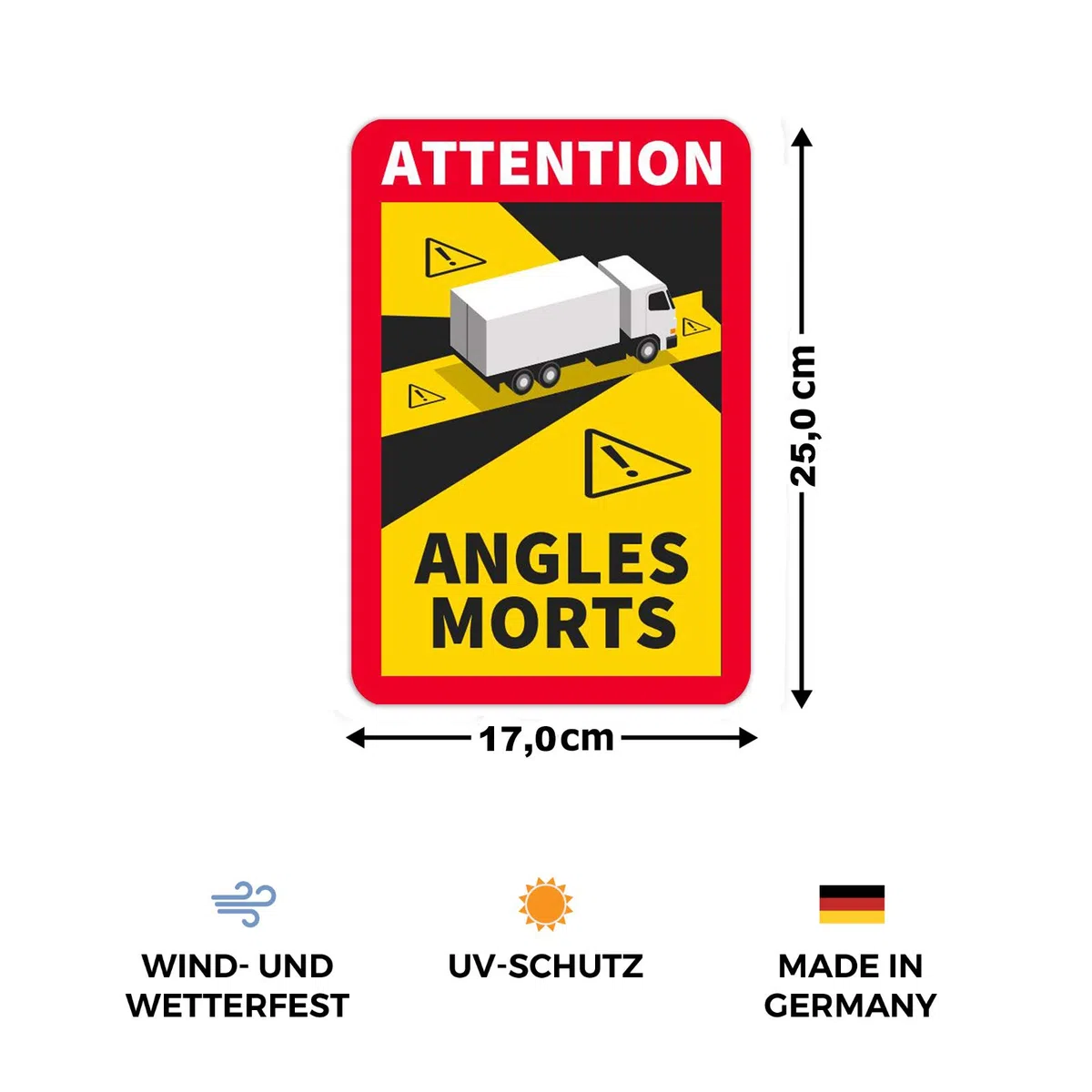 24 pegatinas Attention Angles Morts, 25 x 17 cm, para autobús y caravanas, cartel de advertencia para Francia con protección UV, para uso en exteriores de STROBO
