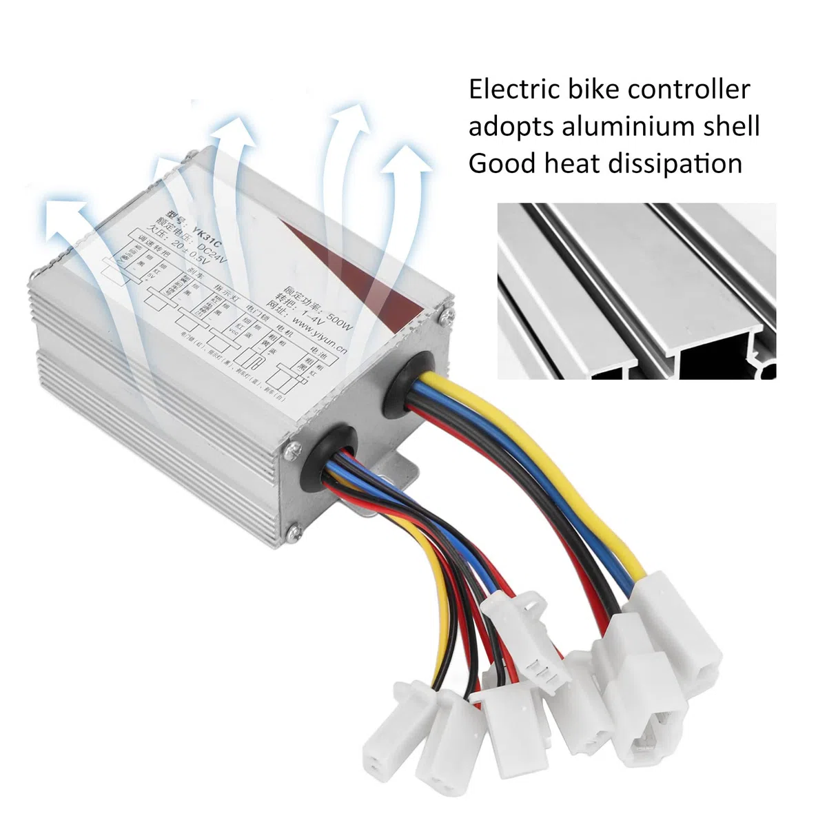 BuyWeek Kit de Controlador de Bicicleta Eléctrica, 24V 500W Controlador Cepillado de Aluminio Controlador de Velocidad con Manija de Acelerador para Scooter Eléctrico