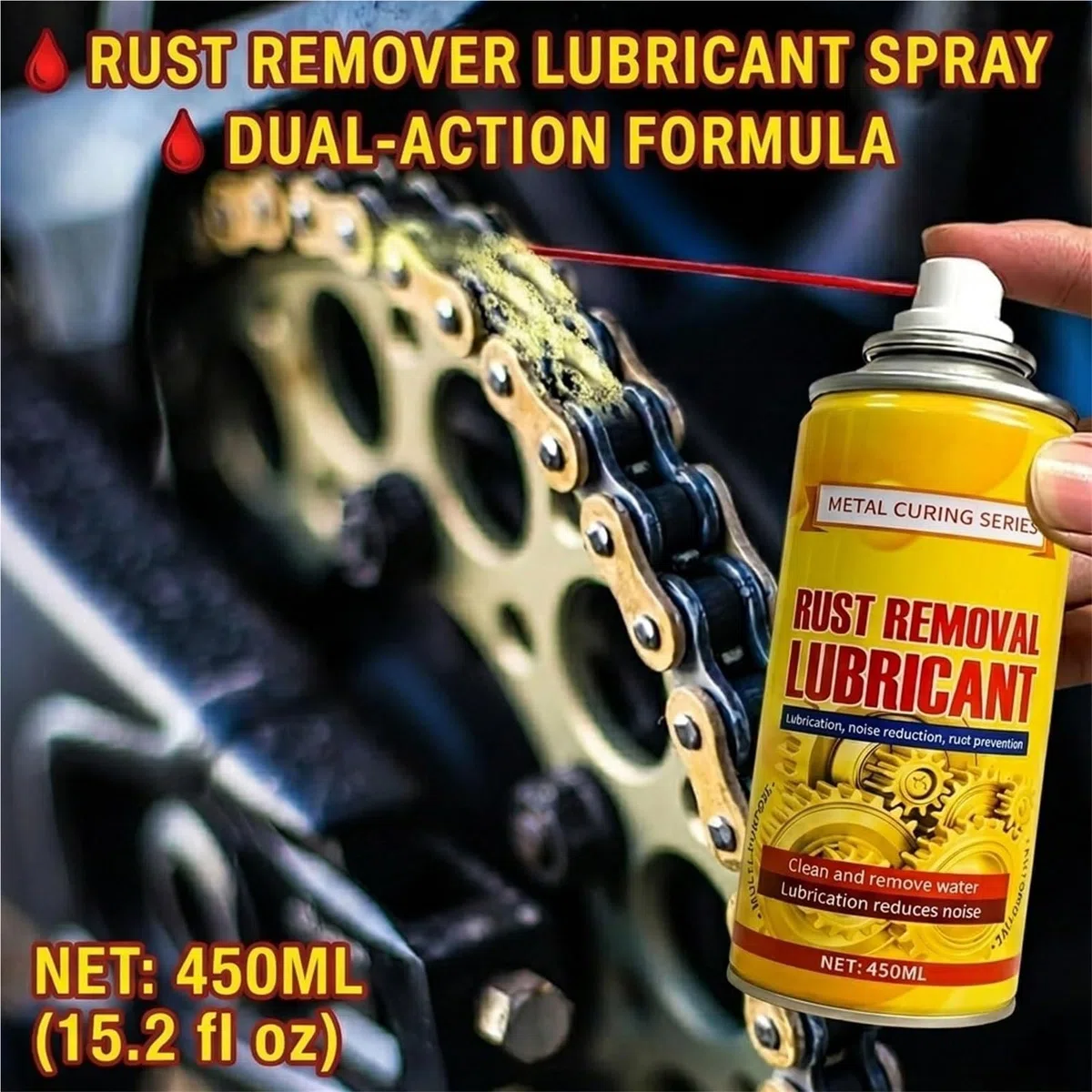 Lubricante antioxidante y Spray eliminador de óxido acción rápida for eliminación tamaño Extra Grande for Metales, vehículos, Herramientas, Cadenas, Pernos bisagras para Metales