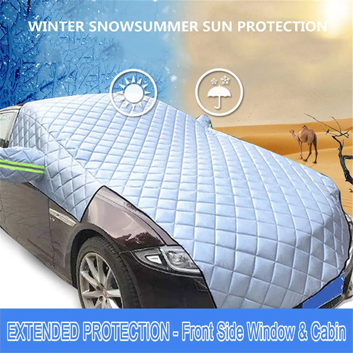 Protector De Parabrisas,Parasol Coche Delantero,Nieve Cubiertas,Protege De Rayos Antihielo Y Nieve,UV,Lluvia,Funda Plegable Parabrisa Delantero (Car General)