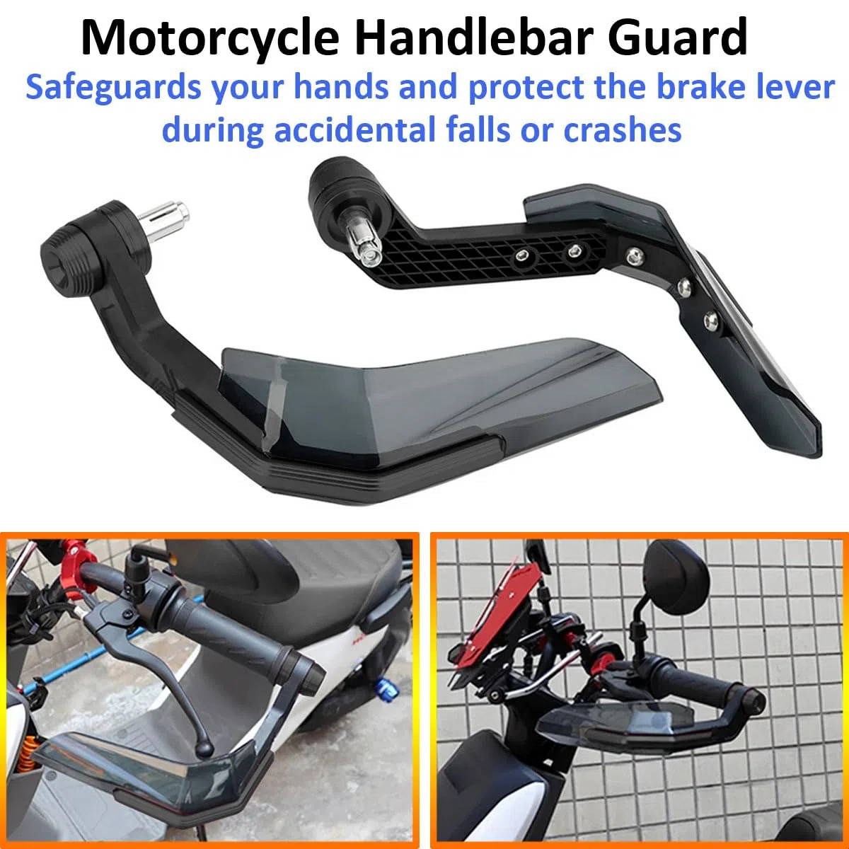 Guardamanos para Moto 7/8" Protector de Manos para Motocicleta con Escudo A Prueba de Viento Protector de Manillar Deflector Viento Protector Freno Manillar Moto Negro