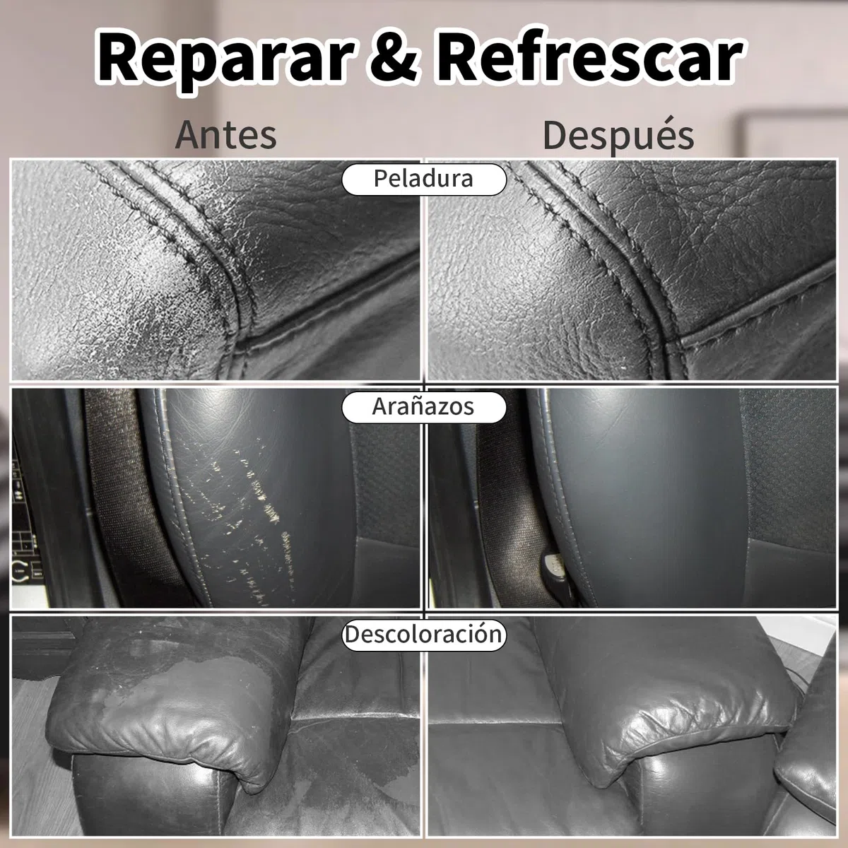 SHADAIWUYU Reparador Cuero,240g Cuero Liquido Reparador Gris Oscuro Pintura para Cuero para Reparar el Desgaste y Las Marcas en Sofás, Muebles de Vinilo, Asientos de Automóvil y Zapatos de Cuero