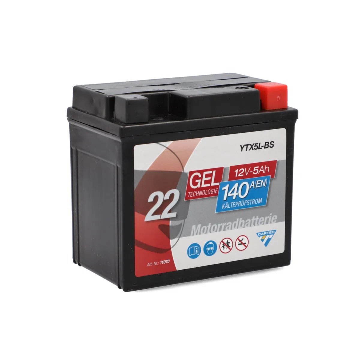 Batería Moto CARTEC YTX5L-BS 5Ah 80A Batería Tecnología Gel Fabricante Equipo Original Calidad Ciclo Almacenamiento Seguro Mantenimiento