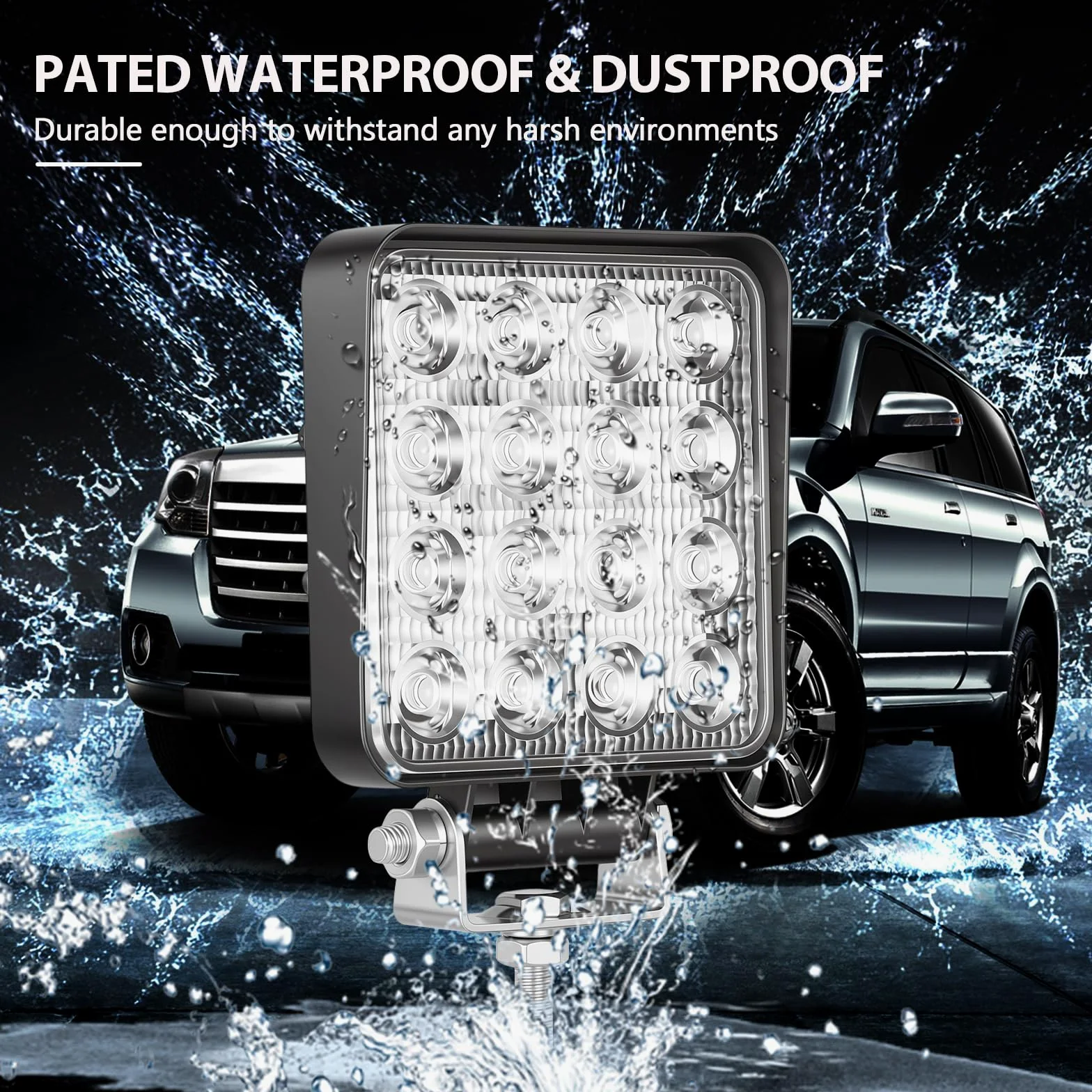 SKYWORLD Barra de luz LED de trabajo 4 Pulgadas 48W Flood que conduce luces de niebla para un vehículo todoterreno 4WD camión tractor Tractor Remolque 4x4 SUV ATV (paquete de 2)