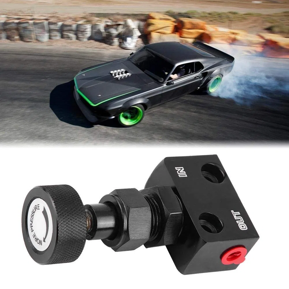 EBTOOLS Válvula de control de escape Válvula de distribución de frenos Válvula de cierre de frenos de aluminio Universal Motorsport Regulador de presión(Negro)