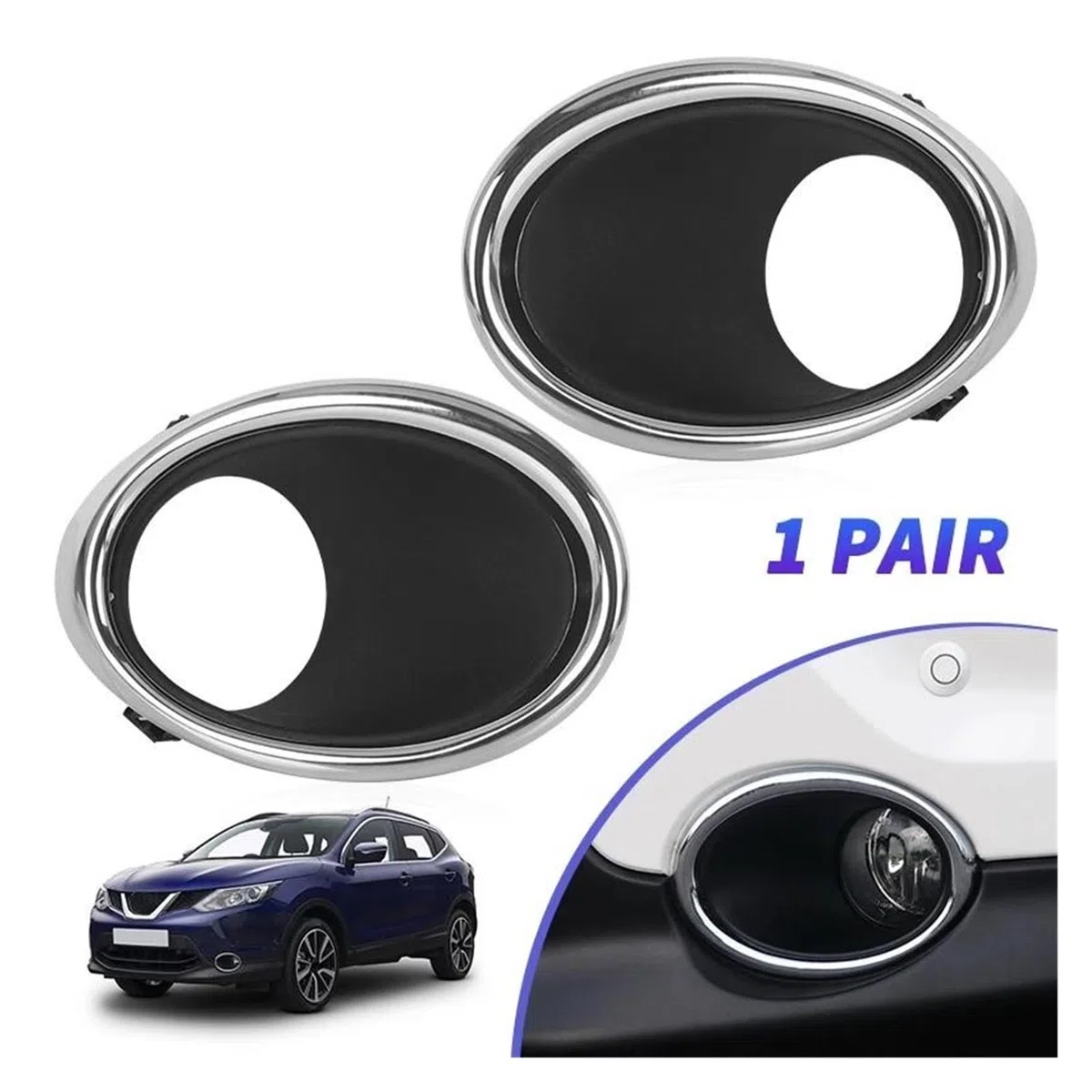 Faro Antiniebla Rejilla PARA Qashqai PARA J11 PARA MK2 2014-2017 Piezas De Repuesto Izquierda Derecha Cubierta LámPARA Antiniebla Delantera Cromada Bisel Embellecedor Faro Antiniebla Cubrir(1pc Left)
