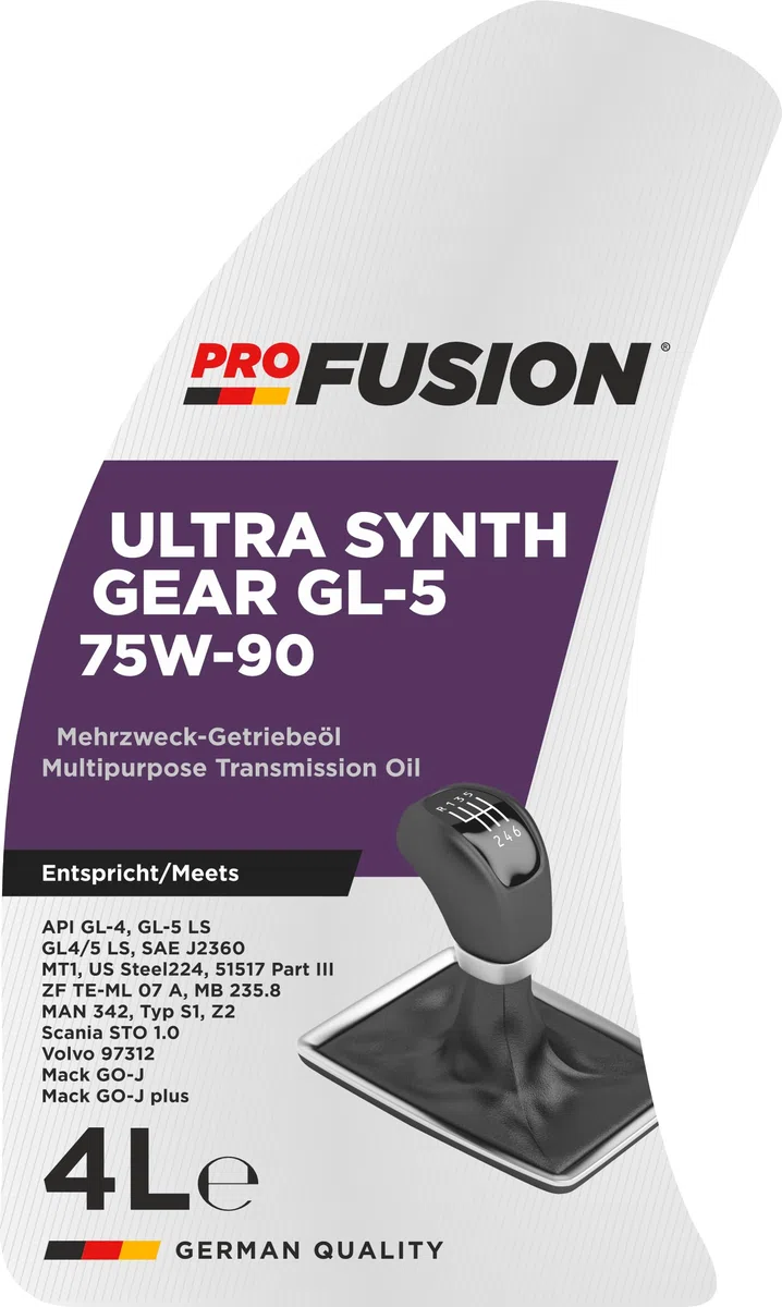 ProFusion 75W-90 4L Ultra Synth Gear GL-5 – Aceite de Transmisión Sintético para Cajas Manuales, Diferenciales y Engranajes Hipoides – API GL-4/GL-5, MB 235.0, ZF TE-ML