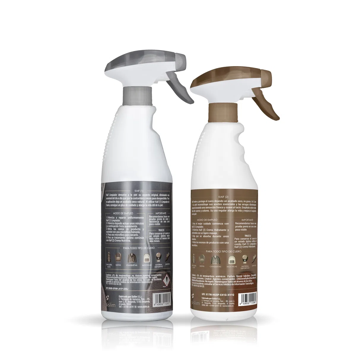 Sisbrill Kit Kaif de Limpieza y Nutrición de Cuero. | Kit Kaif para limpiar, nutrir y cuidar cuero y piel con acabado natural y no graso