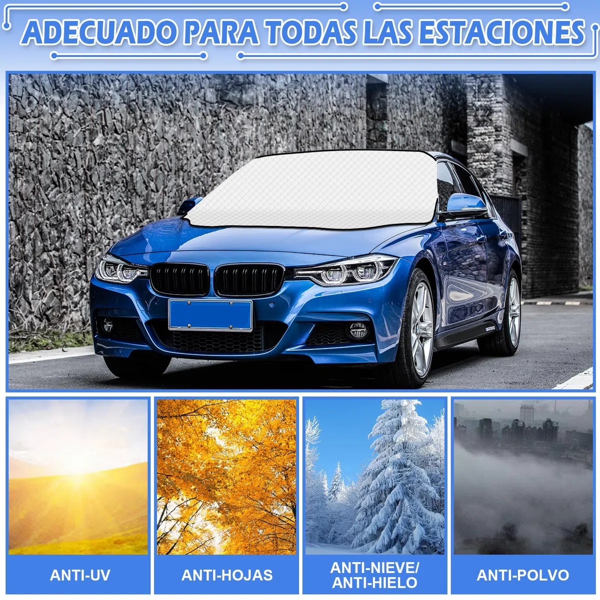 Tevlaphee Parasol Coche Delantero, Parasoles Coche, Parasol Delantero Coche, Magnético, Plegable,Protege de Rayos UV,Antihielo y Nieve,Apto a la Mayoría de Coches y Suvs 197 * 157 * 128CM