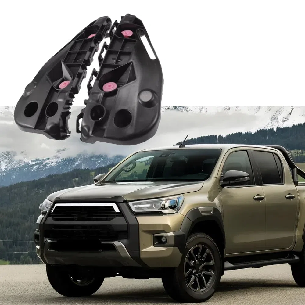 Riloer Soporte de parachoques, soportes de parachoques delantero, soporte de soporte de parachoques delantero, 2 soportes de parachoques izquierdo y derecho compatibles con Toyota Hilux 2016-2022,