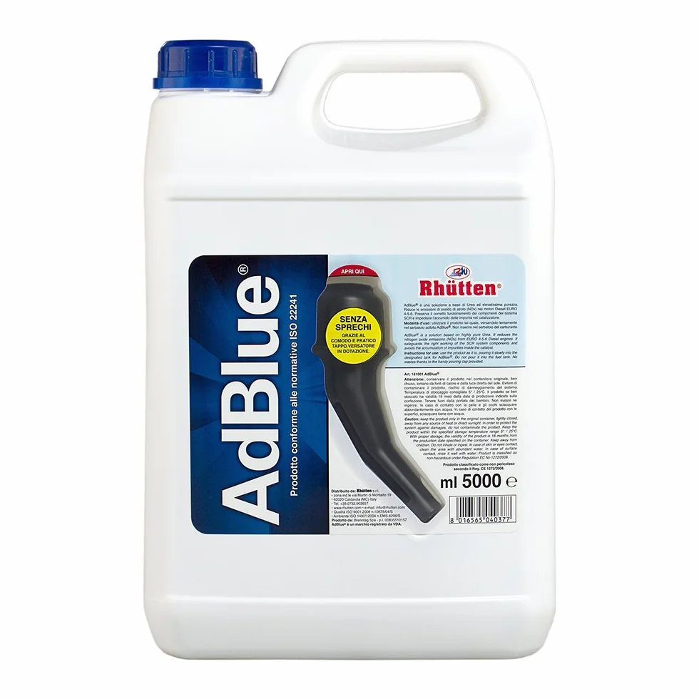 Rhütten, AdBlue Motores diésel, Basf, aditivo de síntesis, urea purísima, ISO 22241, preserva SCR, bloquea la impureza del catalizador, Motores Euro 6, tapón vertedor, 5 l