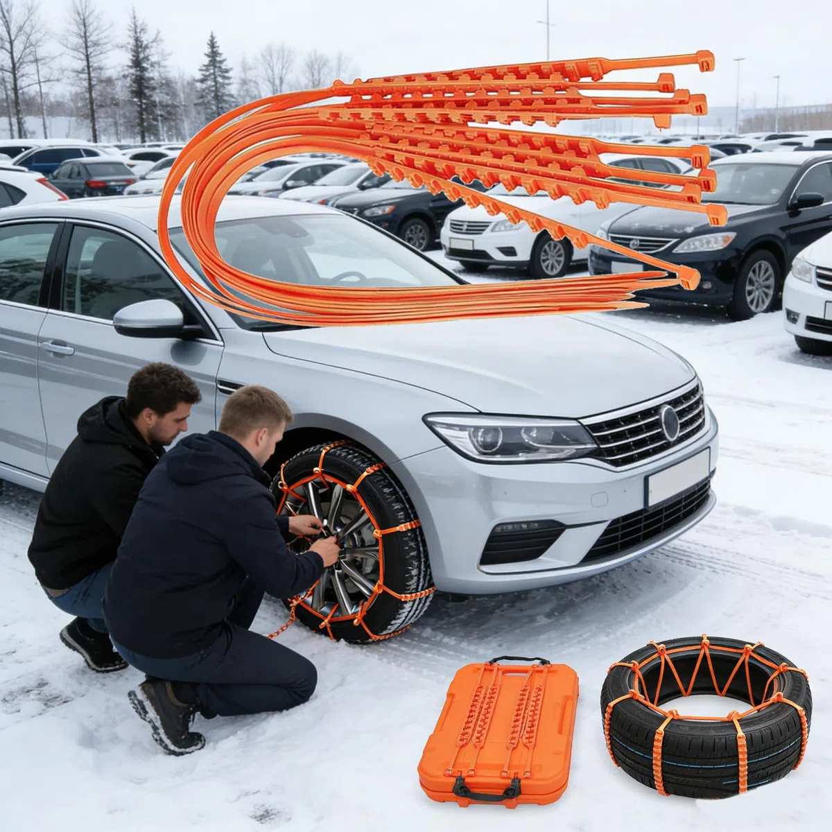 20 cadenas de nieve antideslizantes para neumáticos, bridas, universales, reutilizables, para coches, todoterrenos, SUV, aptas para barro de nieve y colgantes, compatibles con 205 55 R16 205