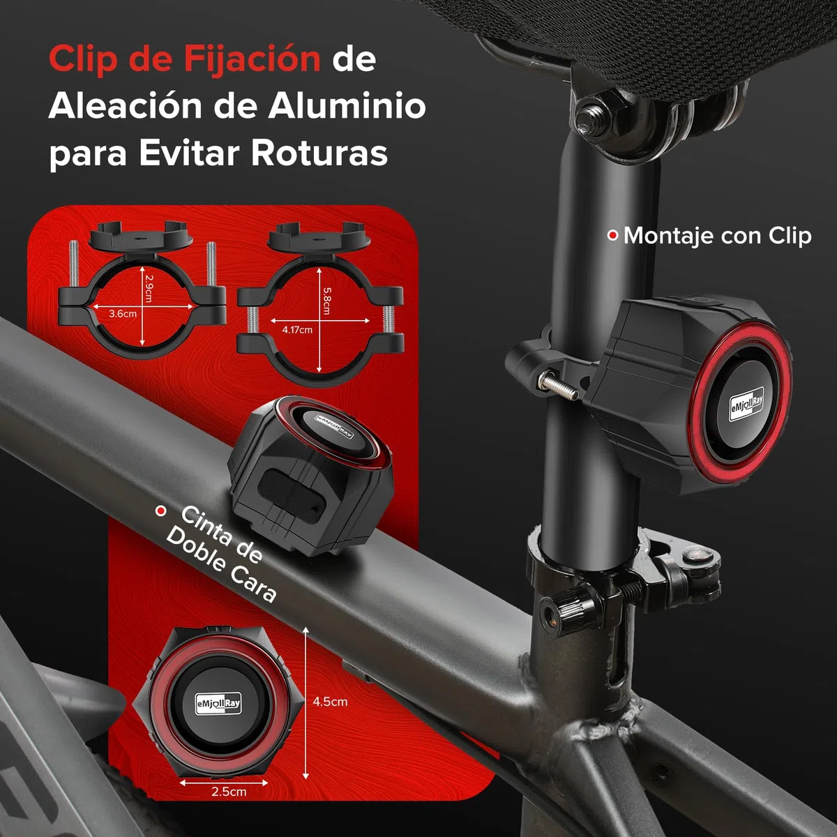 Alarma Bicicleta Antirrobo con Control Remoto Recargable USB C 110dB Impermeable Alarma Patinete Electrico para Moto Scooter Puerta