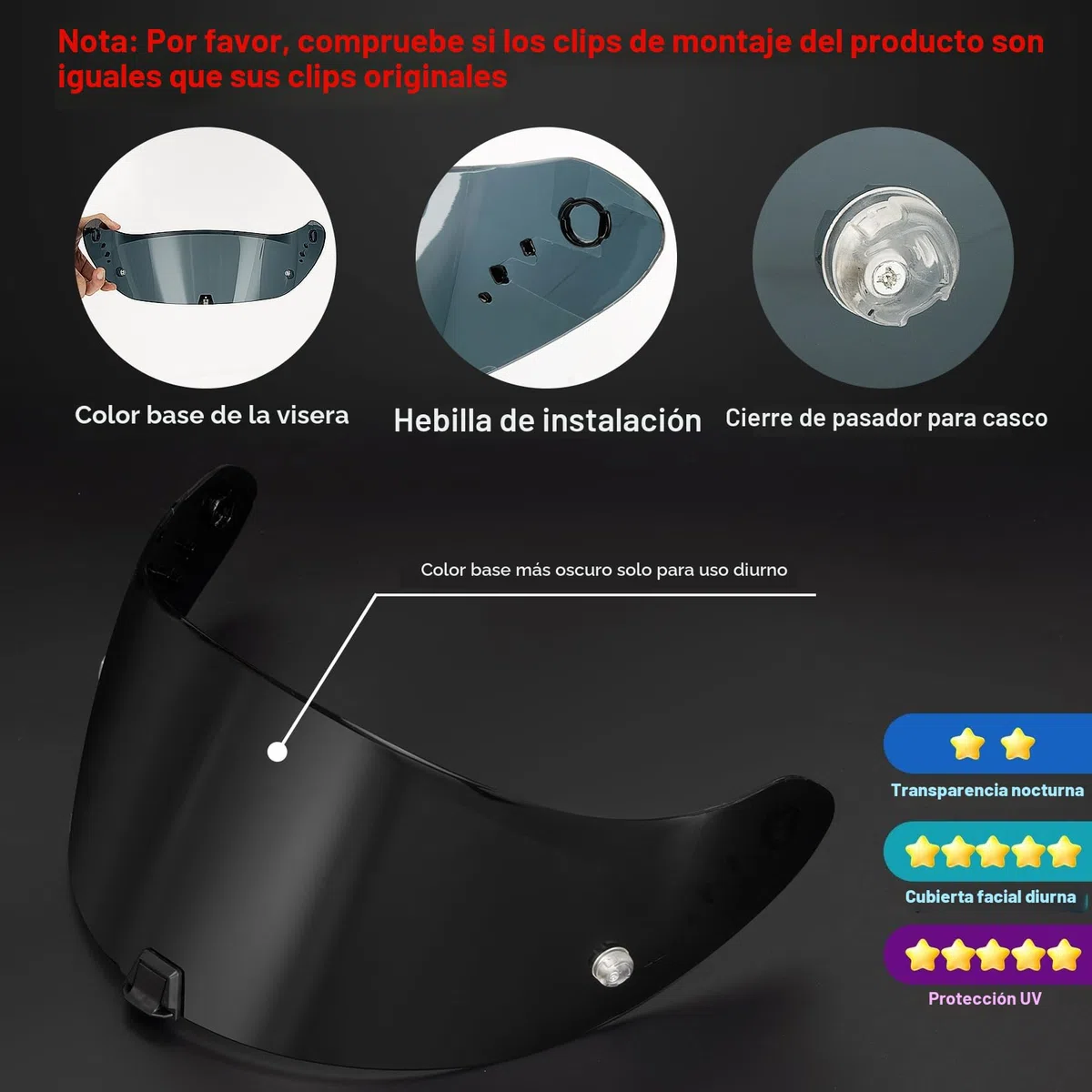 PSLER Visera de Casco para EXO 520 1400 R1 Visera Tintada para Scorpion EXO 391 520 1400 R1,Protector Facial con Protección UV Accesorios de Repuesto para Motocicleta(Negro Oscuro)