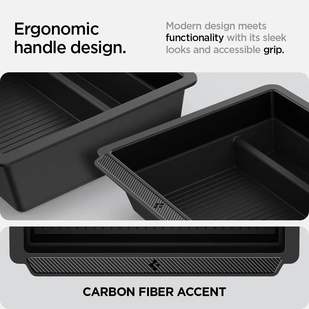 Spigen Tesla Model Y Juniper (Solo Premium & Performance 2025/26) Y Model 3 Highland (Standard, Premium & Performance 2024/25/26) Bandeja Organizadora Consola Central con Tecnología de Deslizamiento