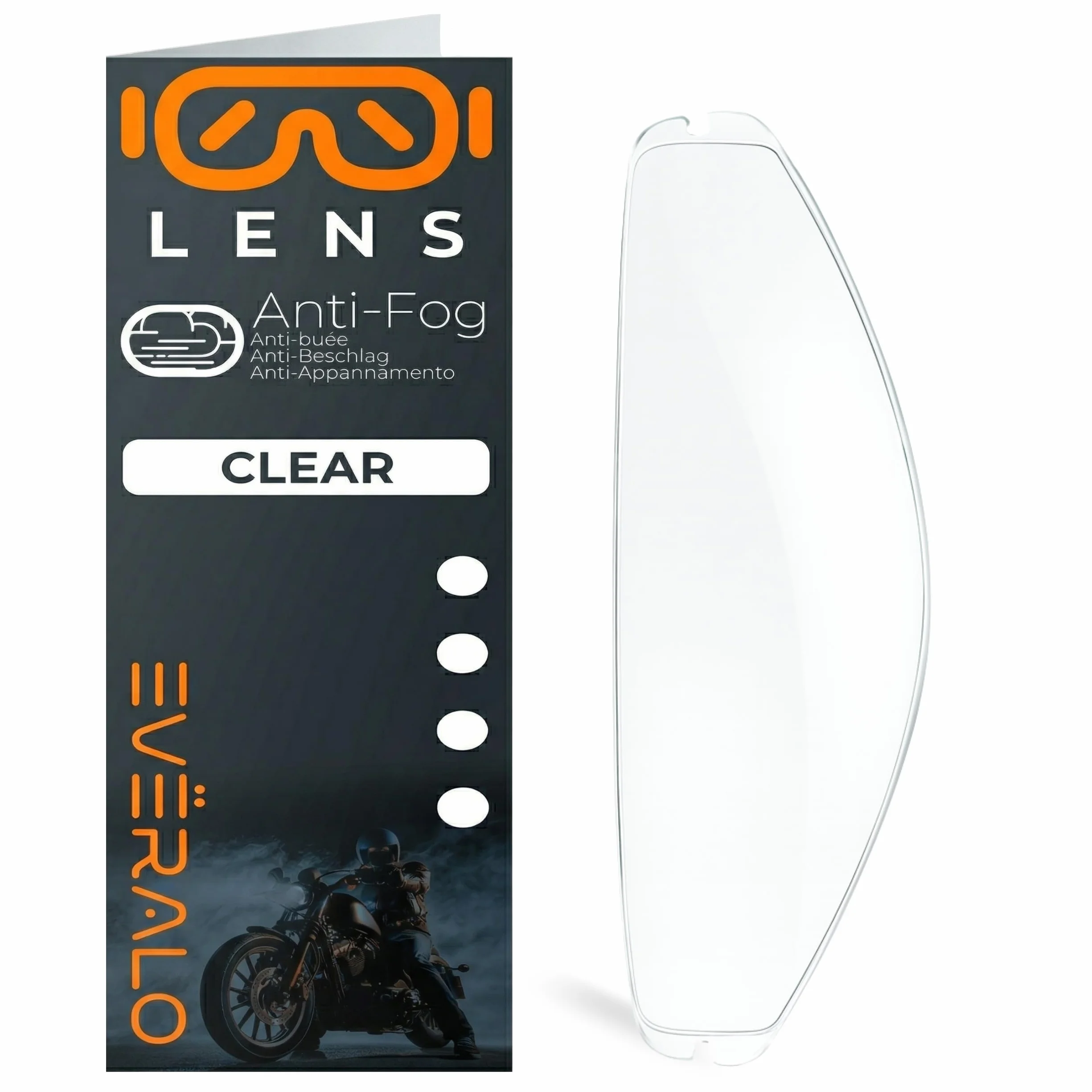 Lente Antivaho Compatible con Visera Shark VZ400 - Dskwal 3 - Ridill 2 - Skwal i3 - Skwal Cup – Inserto Película Antifog Específica para Sistema DKS458 (Lente)