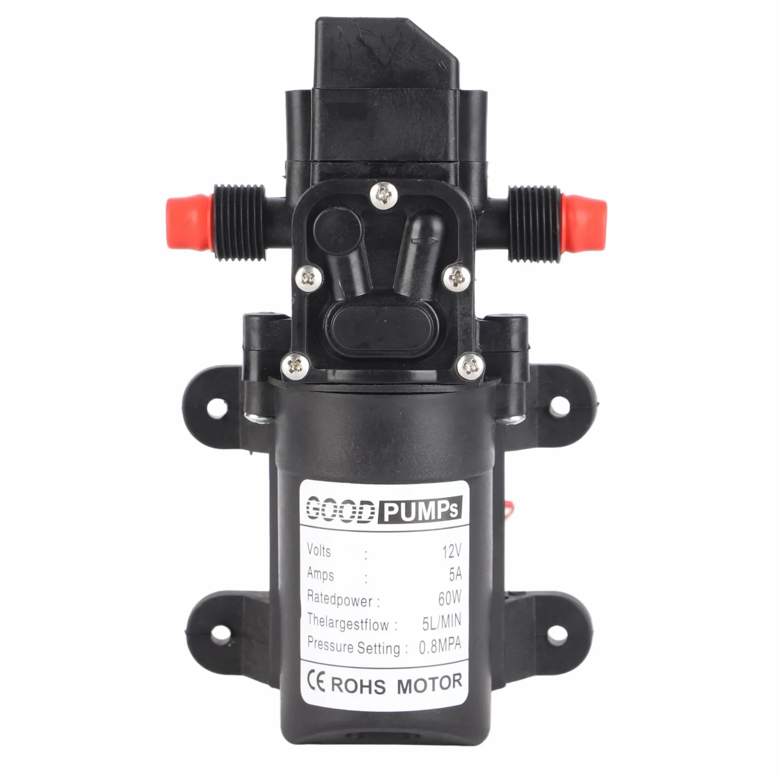 DC 12V Bomba de agua de alta presión Bomba de pulverización autocebante 5 L/min 116 PSI Bomba de diafragma de agua dulce para RV Marine Boat
