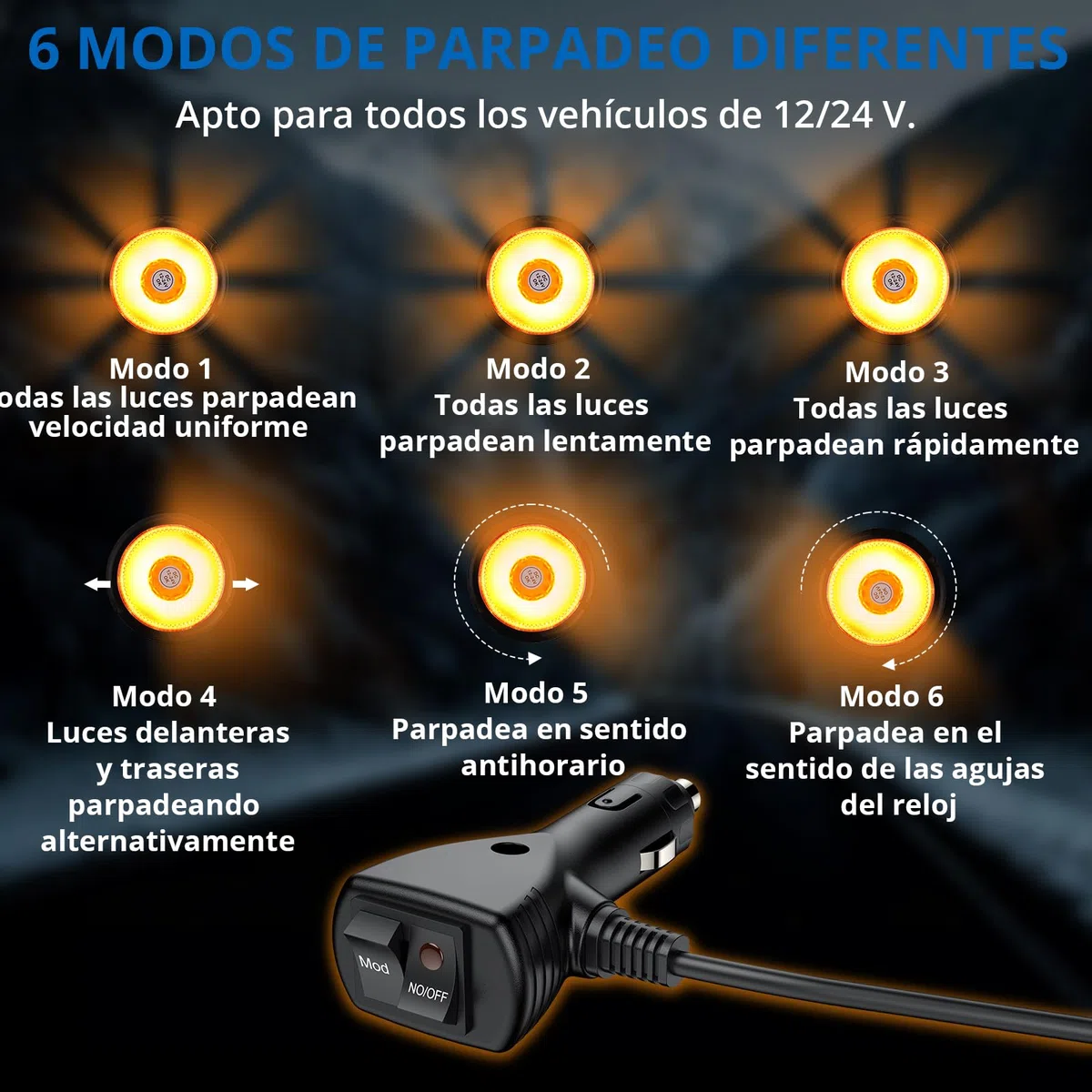 Baliza giratoria Rotativo Luz LED 12V/24V, 72 LED, base magnética, 6 modos de parpadeo, luz de advertencia IP65 para coche, camión, tractor,rotativo tractor