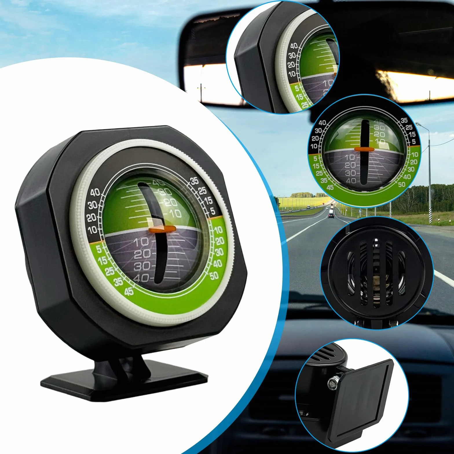 Inclinómetro de coche, universal, para camión todoterreno, equipo de medición de equilibrio, medidor de inclinación ajustable para el tráfico por carretera y viajes autopropulsados