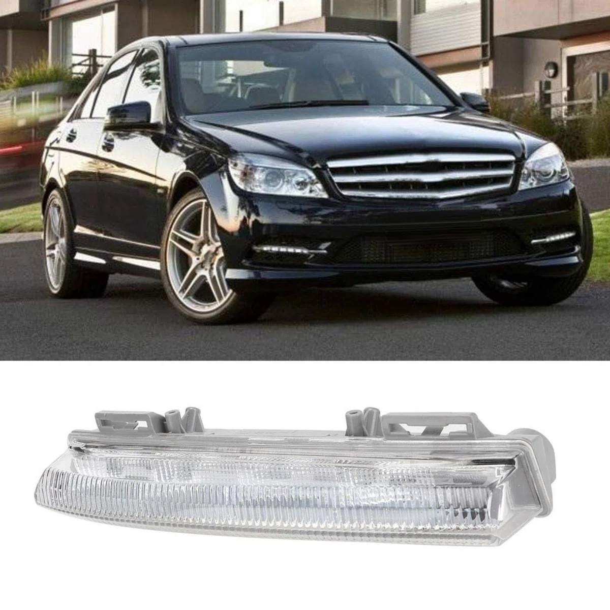 Luz diurna impermeable LED DRL anti-UV, lámpara de luz diurna ABS anticorrosión para coche, para Mercedes-Benz W204 Mercedes-Benz W212(Right light)