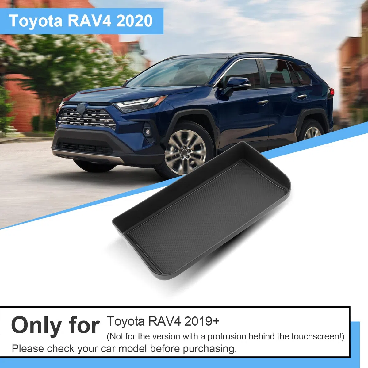 Caja de Almacenamiento para Salpicadero Central Compatible con Toyota RAV4 2019-2025, Bandeja de Consola Central, Organizador de Consola Central con Alfombrilla Antideslizante Negro