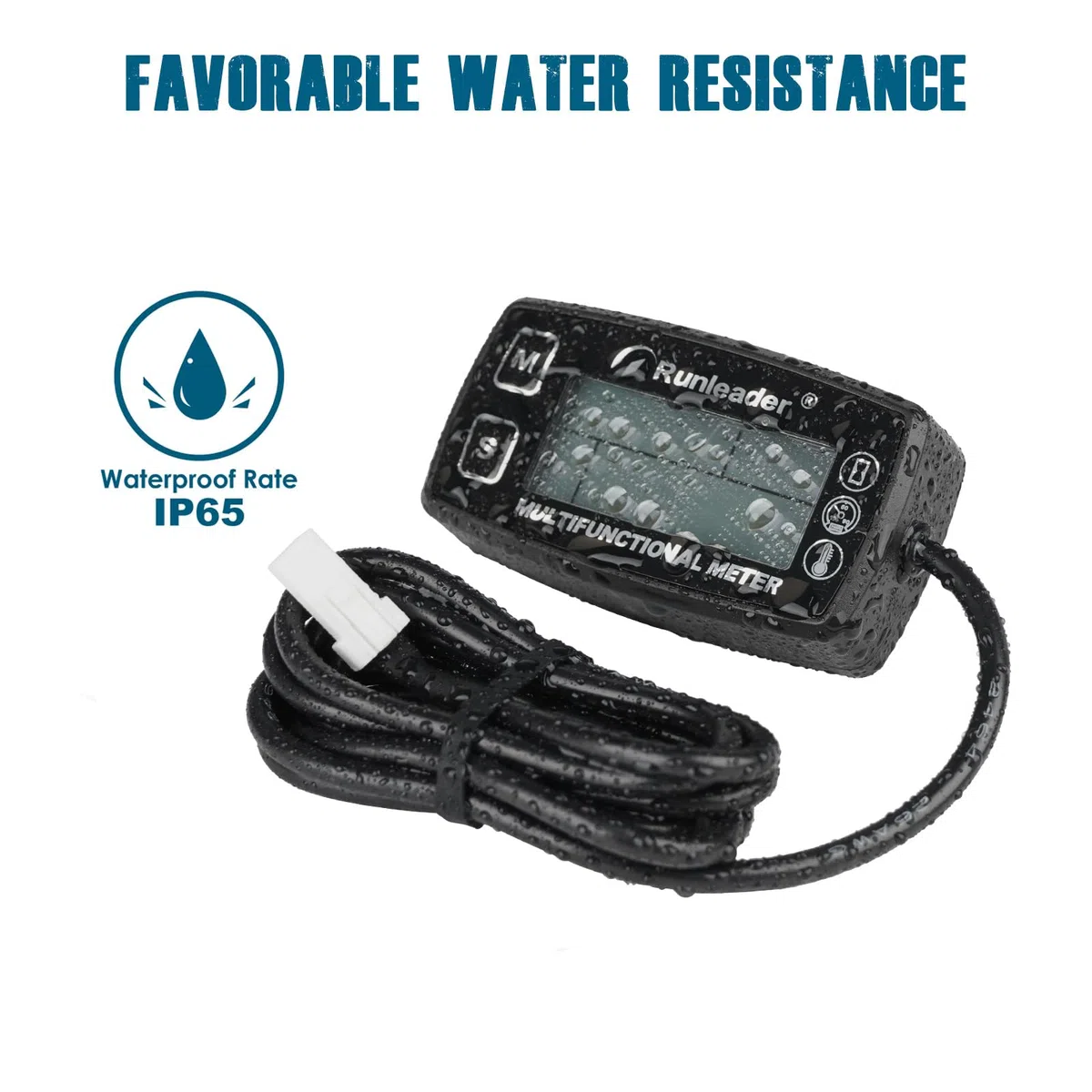 Runleader Medidor digital de horas de tacómetro, indicador de temperatura del motor, RPM de alerta y temperatura, pantalla de retroiluminación para generador de tractor de césped, moto de nieve