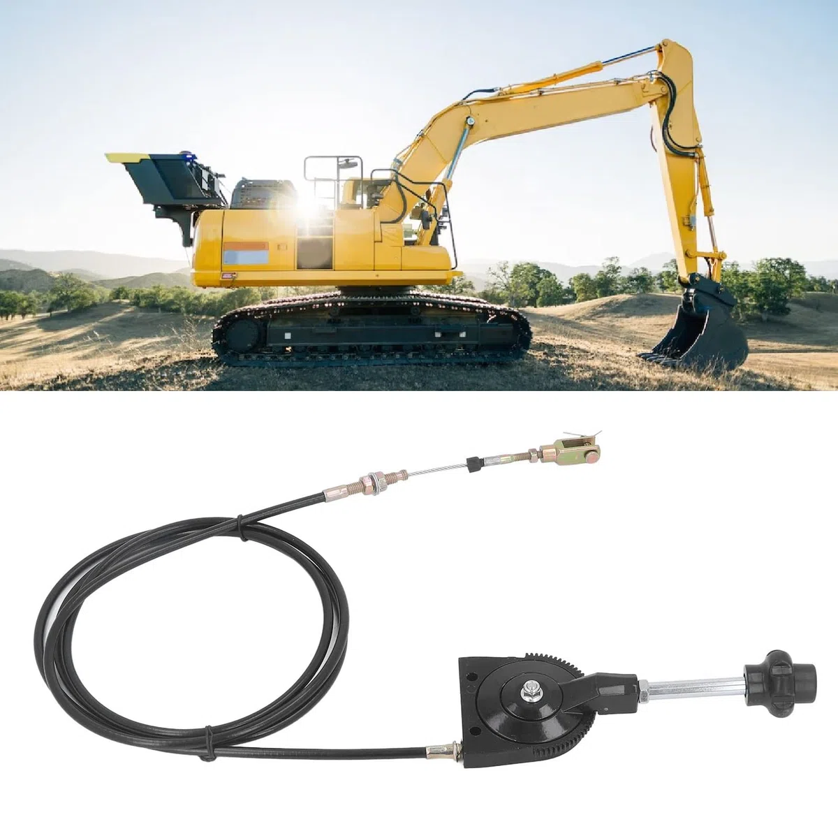 Excavadora Acelerador Manual Cable, Cable de Control Estrangulador, Push Pull Asamblea Perilla Negra Ajuste Universal Bloqueo Manual Respuesta Rápida Reemplazo Flexible Piezas Pesado