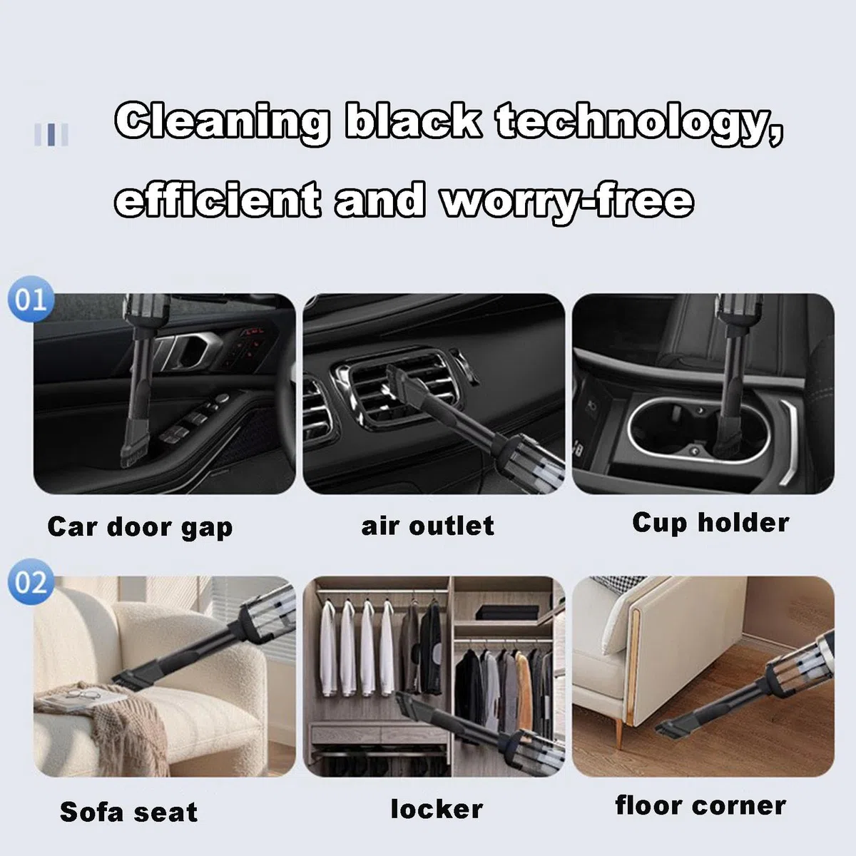 Aspirador de Coche portátil, aspiradora de Mano inalámbrica | Aspirador Potente para Coche doméstico pequeño,Aspiradoras compactas 5500 Pa, Accesorios de Coche, Kit de Limpieza de Coche para v