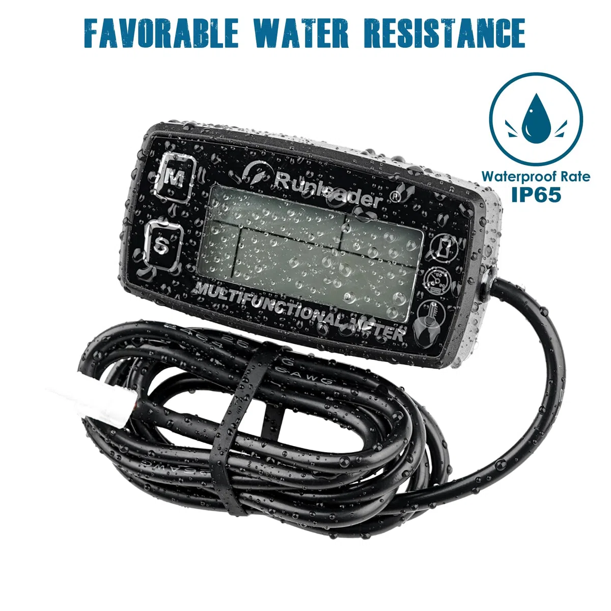Runleader Medidor de Temperatura del Motor Digital, Tacómetro de Horas de Mantenimiento, Reemplazo de Batería para Tractor de Jardín, Generador, Motocicleta, ATV, Motonieve, etc.