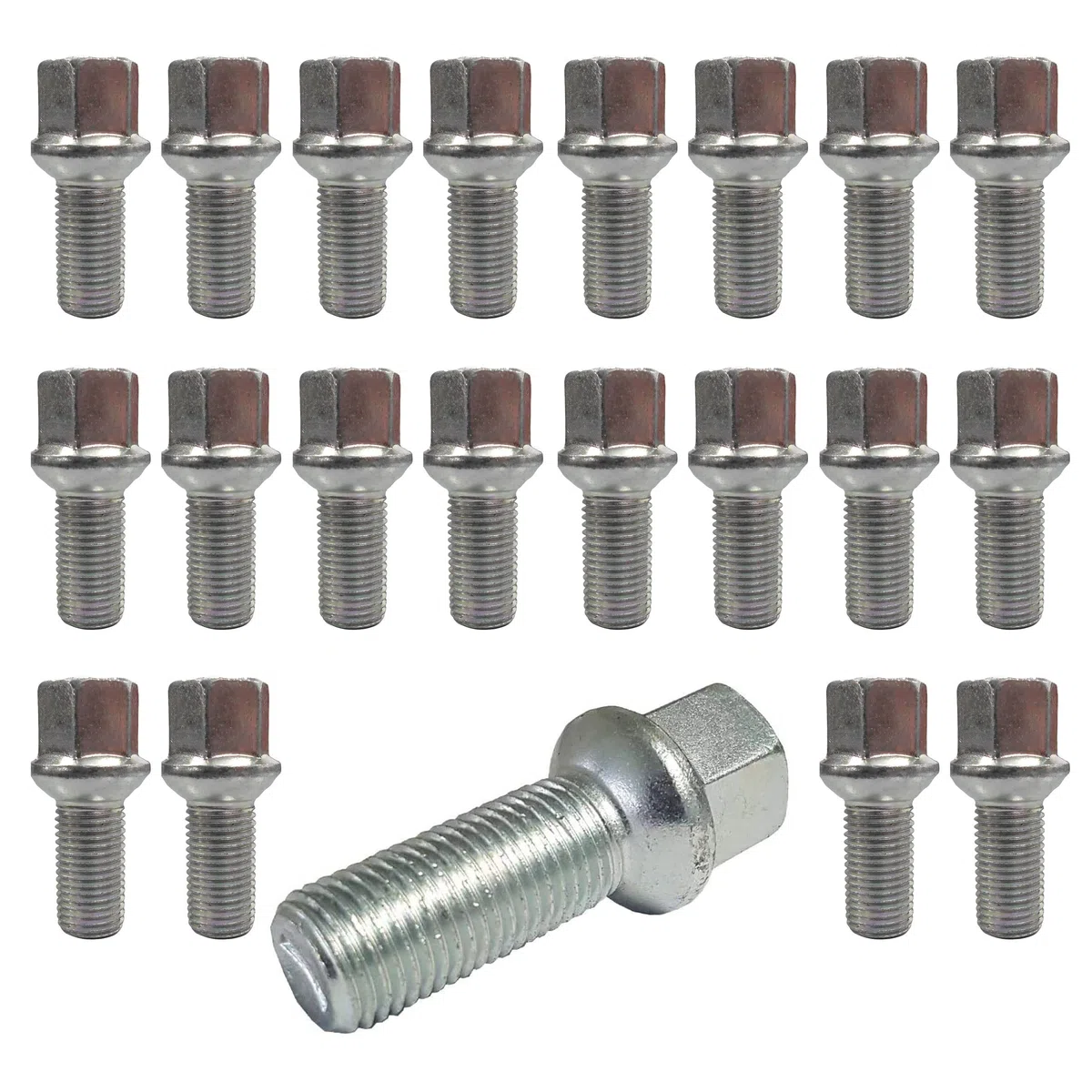20 tornillos de rueda tornillos de rueda collar de bola R13 M14 x 1,5 27 mm compatible con Jetta VW Golf, Bora, New Beetle, Fox, Polo, T4, Caddy, Eos, Passat, Phaeton, Scirocco, Sharan, Touran, Tiguan