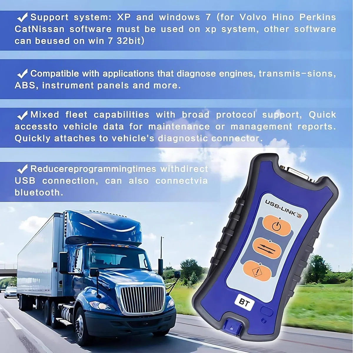 Nexiq USB-Link 3 (edición con Cable) - Equipo diagnóstico Todo Tipo vehículos, escáner Servicio Pesado Motores diésel, Camiones universales y excavadoras, rápido a los Datos vehículo.