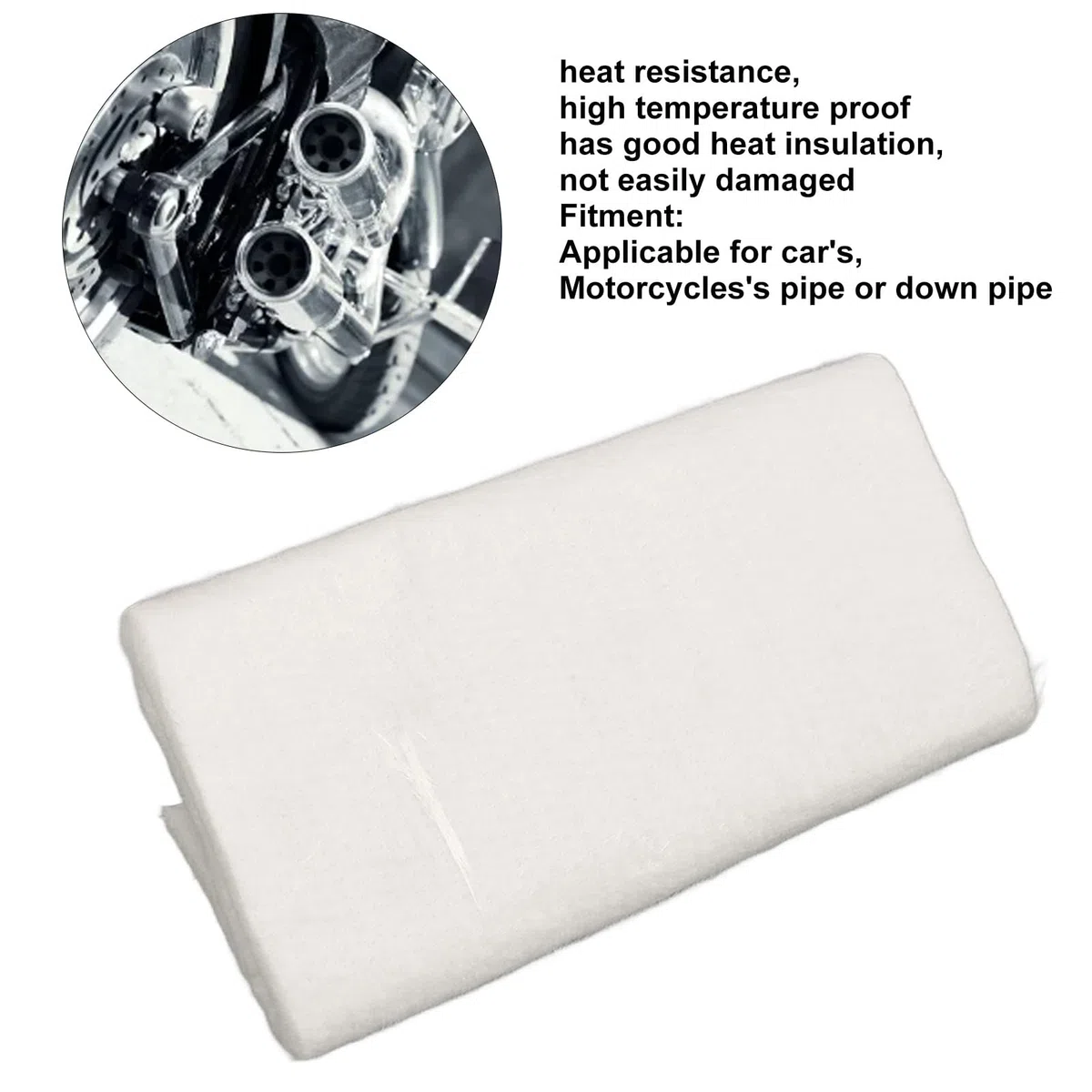 ANGGREK Fibra de Vidrio para Silenciador de Motocicleta, 2 Piezas, 35x25 Cm, Algodón Resistente Al Calor, Absorción de Sonido, para Automóvil y Bicicleta