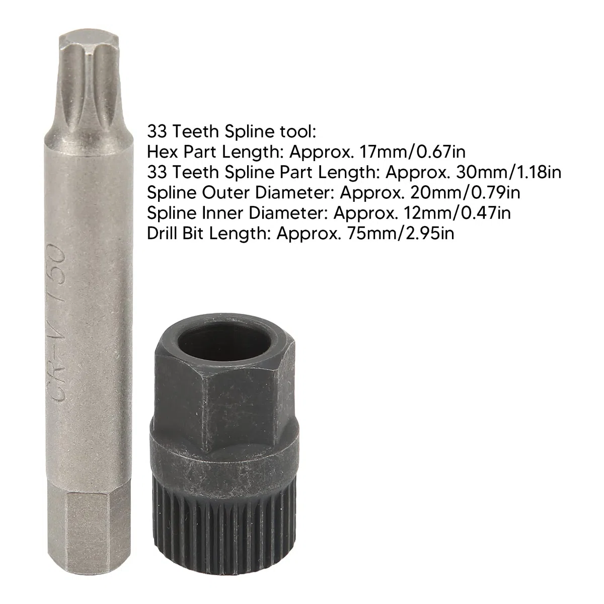 Herramienta de Polea de Desacoplador de Alternador, Llave de Polea de Alternador, Herramienta Extractora de Broca T50 de 33 Dientes