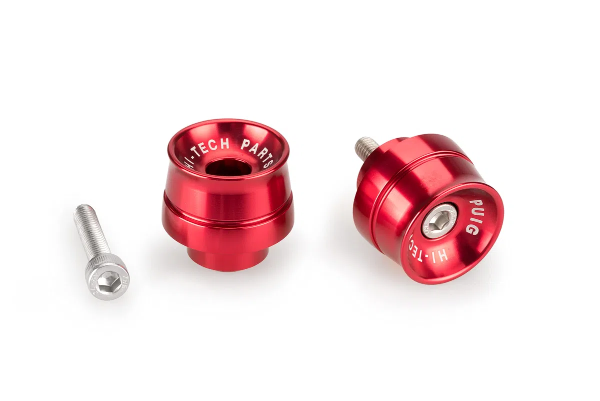Puig 21020R Contrapesos Manillar Speed en aluminio mecanizado con diseño compacto y estilo racing para reducción de vibraciones, Rojo