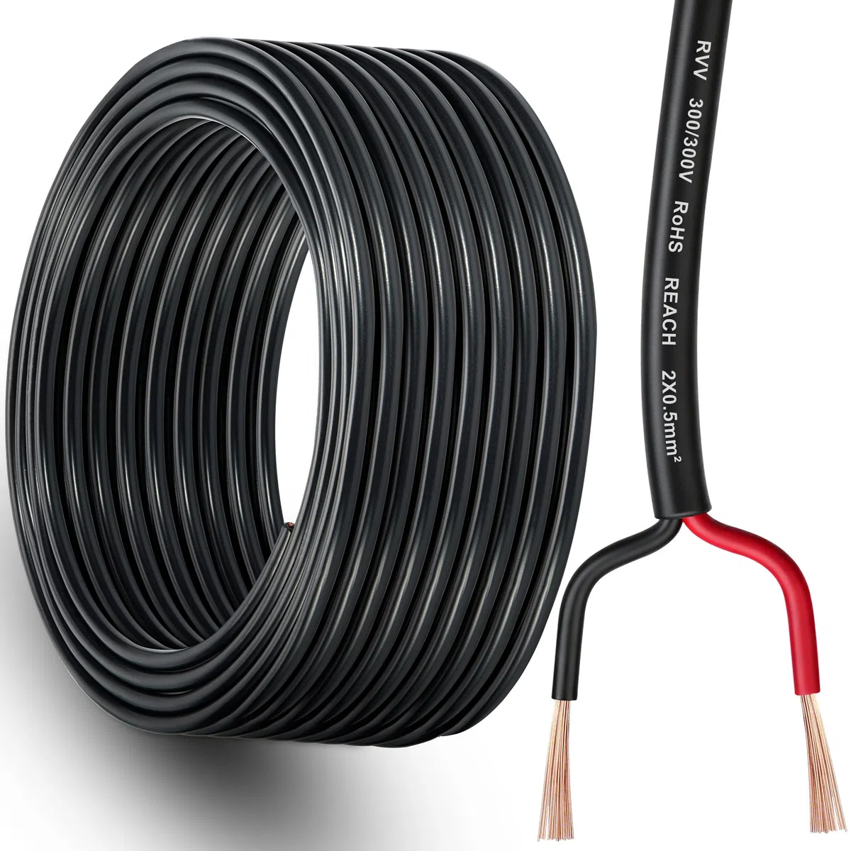 Cable de Luces de Remolque 2 núcleos 0,5mm², 15M Cable eléctrico de Vehículo para Coches Autocaravanas Camping, 12V/24V Flexible Cobre Cableado pare Remolques Agrícola Tráctor