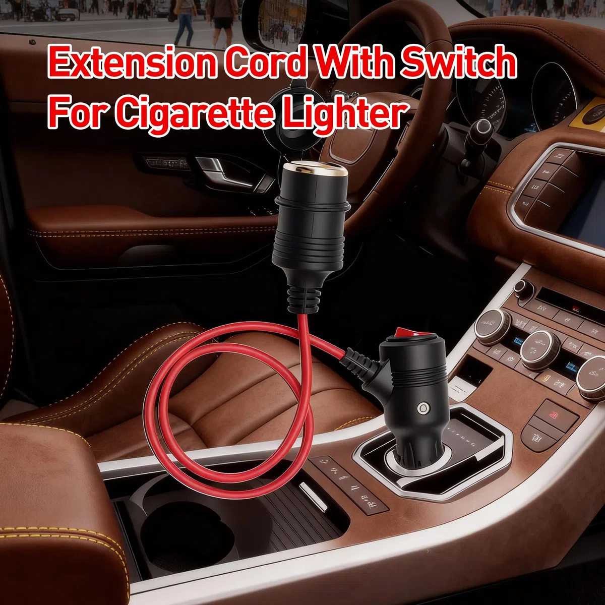 12V 24V Alargador Mechero Coche con interruptor, Cable Alargador para Encendedor de Cigarrillos 16AWG con Fusible de 15A para Automóviles Motocicletas Coche y Camión (0.5M)