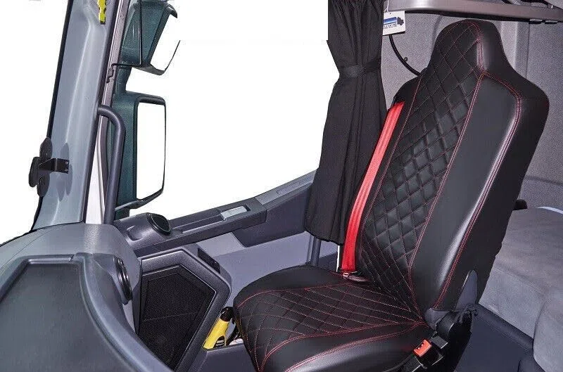Generic Fundas de asiento de camión compatibles con Renault T Range, par de color negro y rojo
