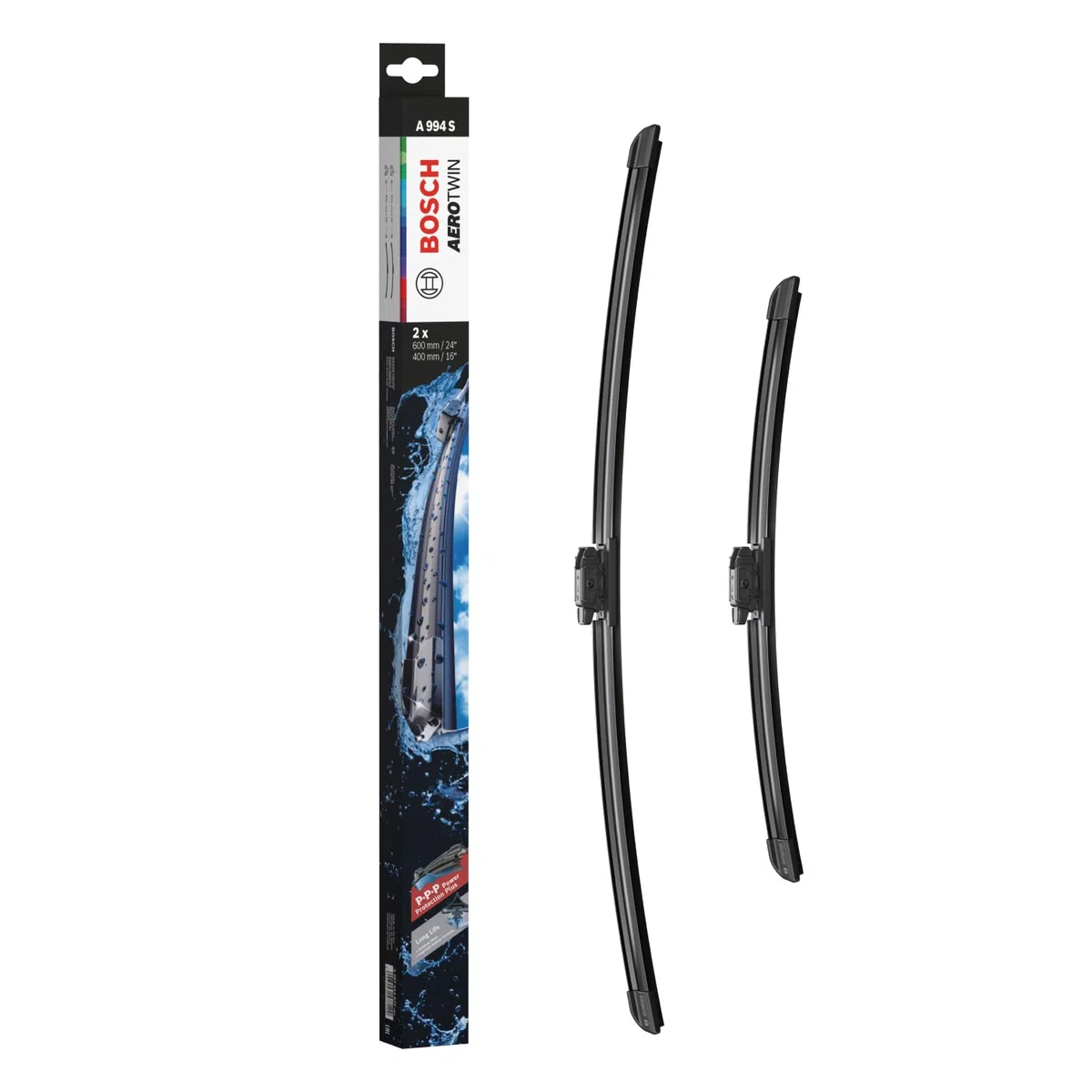 Bosch Aerotwin A 994 S Limpiaparabrisas Frontal - Set de Escobillas de Recambio para una mayor seguridad en la conducción, con Adaptador Premontado, 60 cm / 40 cm