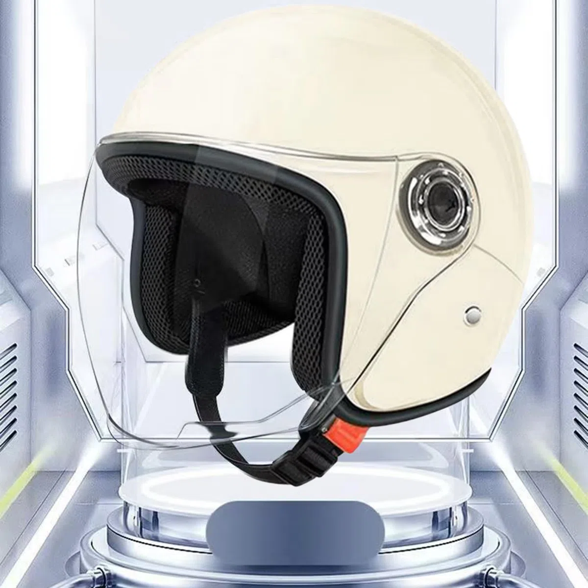 Casco de moto | Casco de media carcasa | Casco de protección transpirable con visera | Para Scooter Sportbike desplazamientos al aire libre aventura