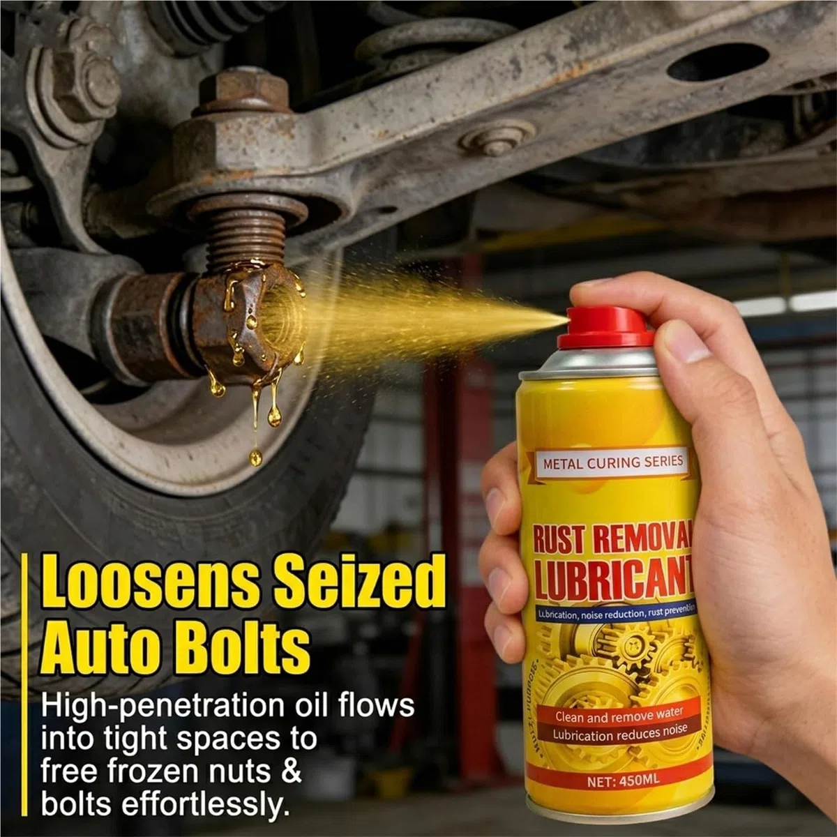 Lubricante antioxidante y Spray eliminador de óxido acción rápida for eliminación tamaño Extra Grande for Metales, vehículos, Herramientas, Cadenas, Pernos bisagras para Metales