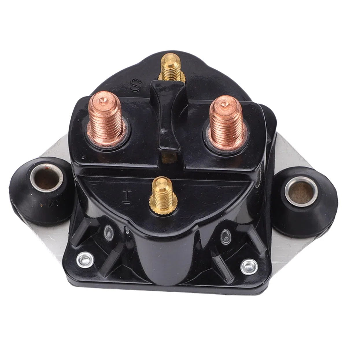SIXRUN Relé de Solenoide de Arranque, Reemplazo de Motor de Barco de Metal para Fueraborda Force Marine Diseño Negro Duradero, Fácil Instalación con Hardware Completo