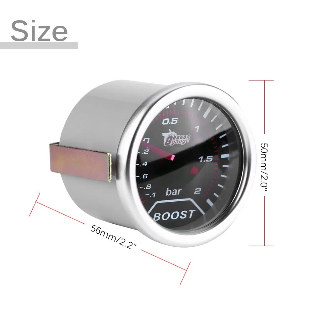 Qiilu 2 pulgadas (50 mm) Universal Turbo Boost Meter Indicador de presión Coche Rojo Led Puntero de barra 12V