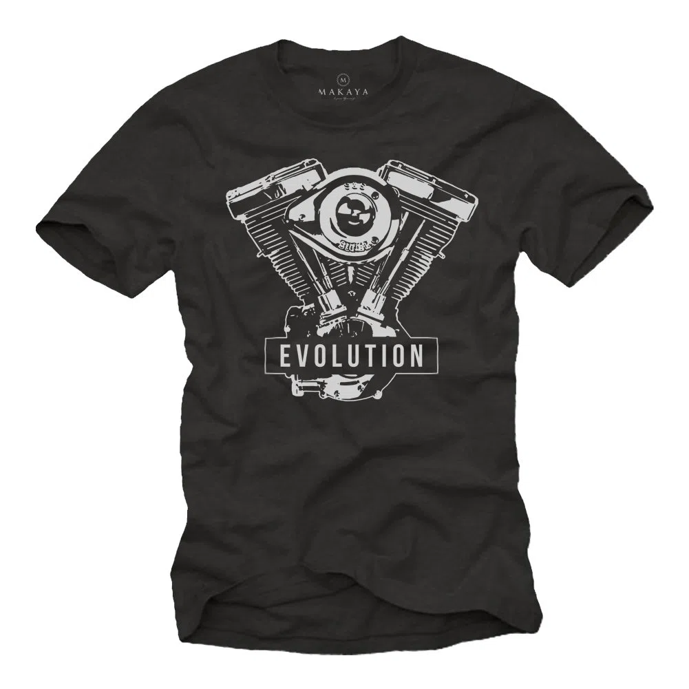 MAKAYA Ropa Moto Hombre - Evolution - Camiseta Motera T-Shirt Evolucion