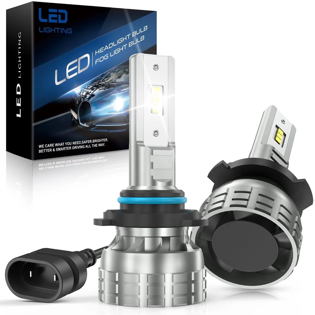 AUXIRACER HB3/9005 LED modelo ventilador 6500K 12V-24V faros blancos para camiones, coches y motos, LED HB3/9005 Recambio para lámparas halógenas y de xenón, 2 bombillas