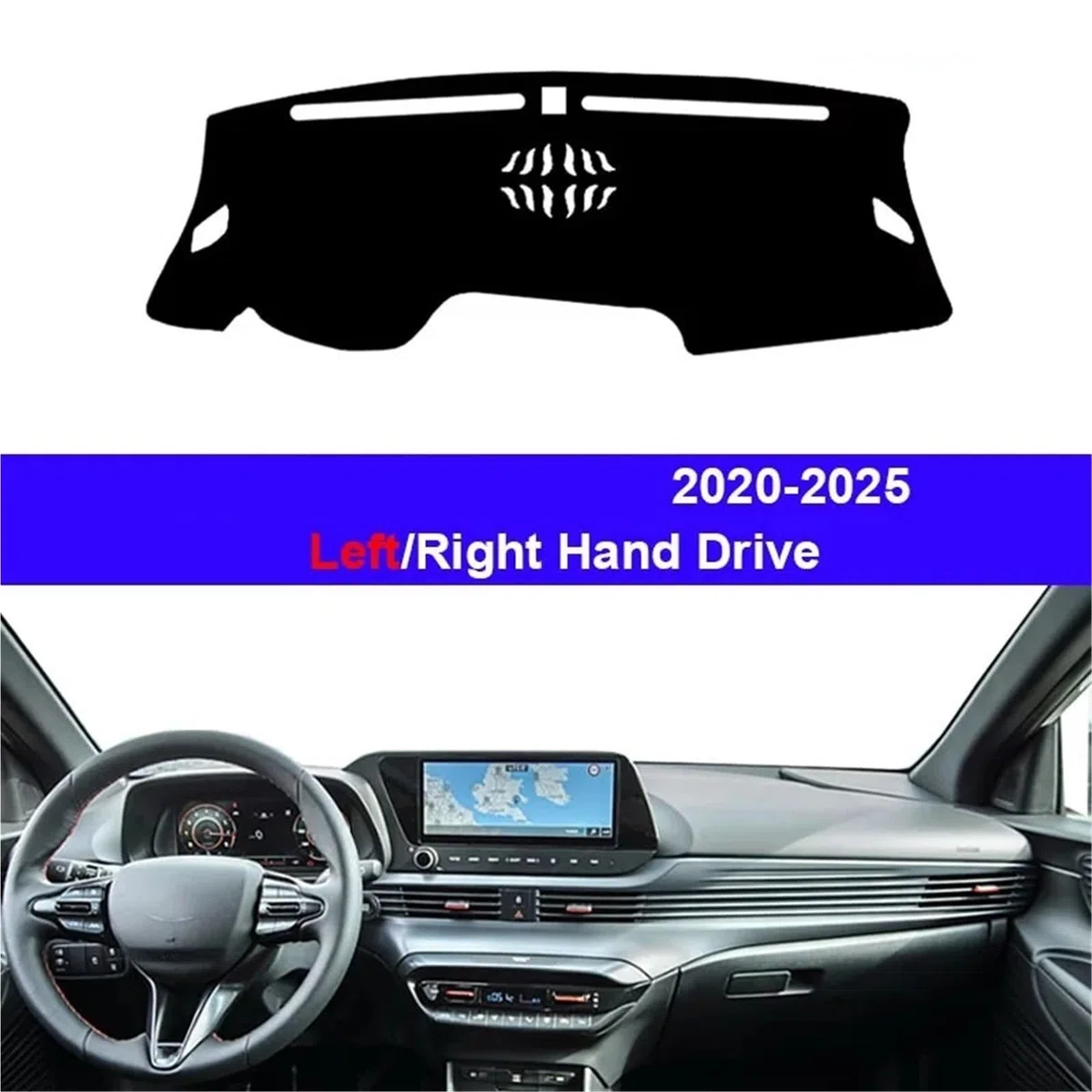 Protector Solar Para Salpicadero Para Hyundai Para I20 III 2020 2021 2022 2023 2024 2025 Cubierta Para Tablero De Automóvil Alfombrilla Para(Black LHD)